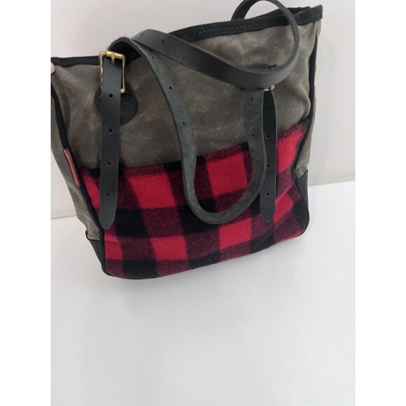 Frost River Temperence Tote Red Plaid Canvas Leather Bag - Picture 7 of 11